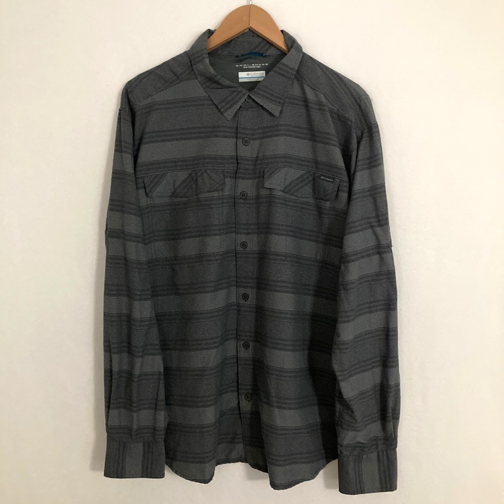 Columbia Shirt Mens XL Performance Omni Shield Lightweight Striped Outdoors